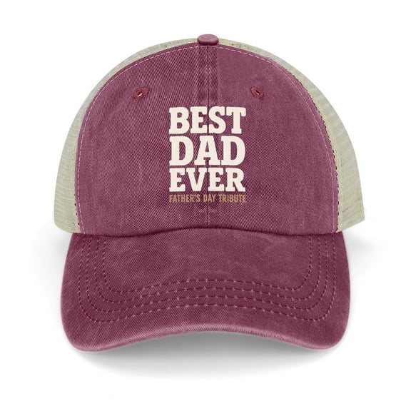 Best Dad Ever Fathers Day Tribute Wine Red Trucker Hat for Men Women, Adjustable Mesh Back Baseball Cap