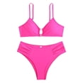 thumbnail image 4 of JIAYUE Women Swimsuit Sets V-Neck Solid Color Sleek Tankini With Cutouts Backless Spaghetti Strap Two Piece Bathing Hawaii Female Swimwear, 4 of 6