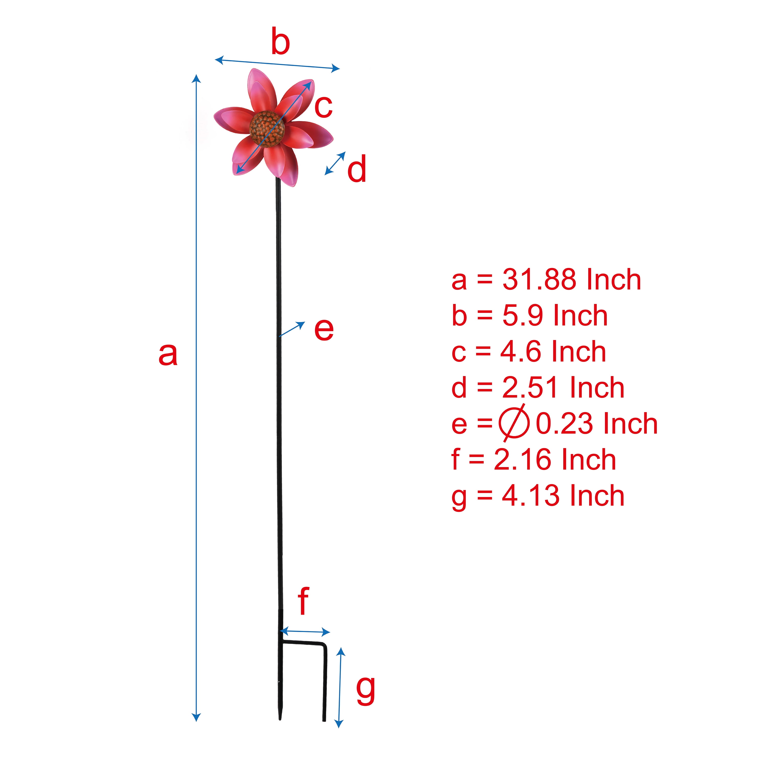 Mainstays Outdoor Dual Red Flower 31.9"H Metal Wind Spinner