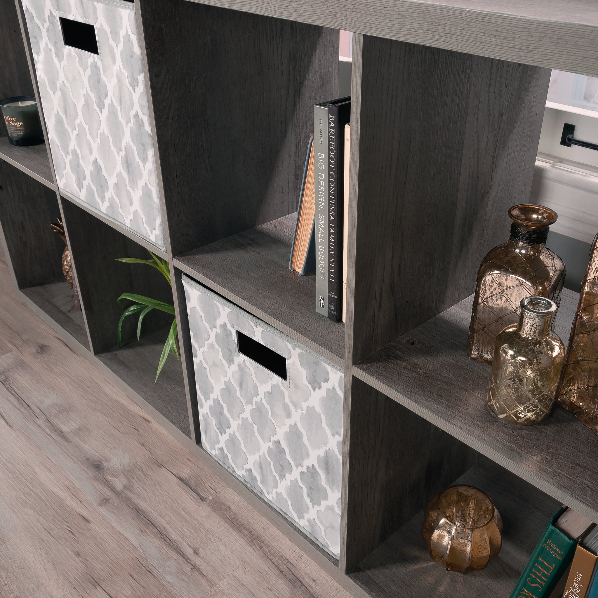 Sauder 8-Cube Organizer Storage Bookshelf, Mystic Oak Finish