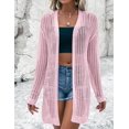 thumbnail image 4 of Women's Crochet Bell Sleeve Cropped Cardigan Button Down See Through Lightweight Sweater Knitted Top, 4 of 5