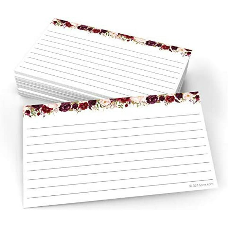  321Done Ruled Index Cards - Made in USA - Large 4x6 (Set of  50), College-Ruled Lined Notecards Double-Sided, Thick Heavy Duty  Cardstock, Simple Note Cards with Lines, White : Office Products