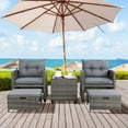 thumbnail image 3 of Sobaniilo 5 Piece Patio Furniture Set,Outdoor PE Wicker Patio Chair Two with Ottoman Underneath, Wicker Lounge Chair with Side Table, Gray, 3 of 8