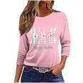 thumbnail image 7 of Idoravan Womens 3/4 Sleeve Tops And Blouses Women's Fashion Easter Printed T-shirt 3/4 Sleeves Blouse Round Neck Casual Top, 7 of 7