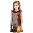thumbnail image 1 of Balery Elephant Sunset in Kenya Camisón de princesa para niñas, pijama de algodón con mangas abullonadas, suave y bonito.-Large, 1 of 6