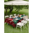 thumbnail image 3 of Outdoor Tablecloth with Umbrella Hole and Zipper, Christmas Tree Rectangle Table Cloth 60x84 Inch Waterproof Tablecloth, Gnomes Winter Snowflake Retro Red Plaid Picnic Table Cover for Patio Camping, 3 of 7