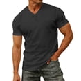 thumbnail image 2 of Mens V Neck T Shirts Trendy Casual Short Sleeve T-Shirt Summer Lightweight Breathable Regular Fit Beach T Shirt with Pocket Black L, 2 of 9