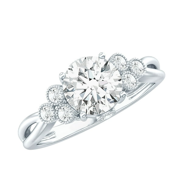 Rosec Jewels Lab Created Diamond Designer Engagement Ring for Women - EF-VS Grade Certified, 925 Sterling Silver, US 4.00