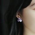 thumbnail image 6 of Eosunjian 1 Pair Exquisite Charming Women Earrings Gift Rhinestone Purple Flower Stud Earrings Jewelry Accessory Purple, 6 of 13
