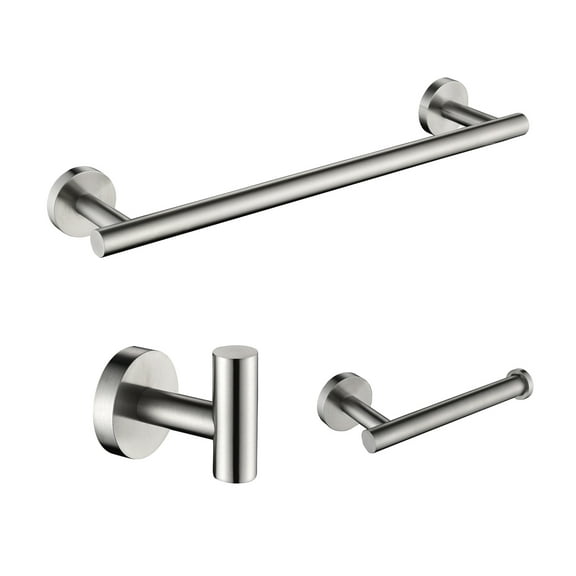 WOWOW 3 - Piece Brushed Nickel Bathroom Stainless Steels Hardware Set