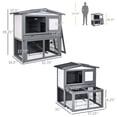thumbnail image 3 of PawHut Deluxe Wooden 2 Story Rabbit Hutch with Slide-Out Outdoor Run, Open Roof, 3 of 10