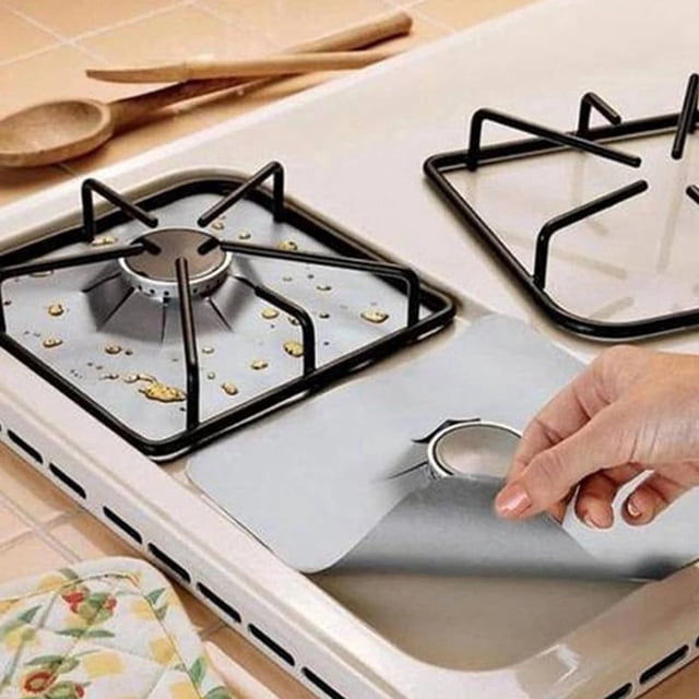 Protectores de estufas de gas, cubiertas reutilizables para quemadores de cocina, tapete protector, almohadilla de limpieza, cubierta protectora superior para estufas de gas, color gris