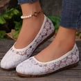 thumbnail image 5 of Women's Floral Embroidered Mesh Slip-On Flat Shoes Square Toe Hollow-Out Breathable Non-Slip Lightweight Casual Walking Shoes Wedding Bride Dressy Shoes fashionable outer wear, 5 of 8