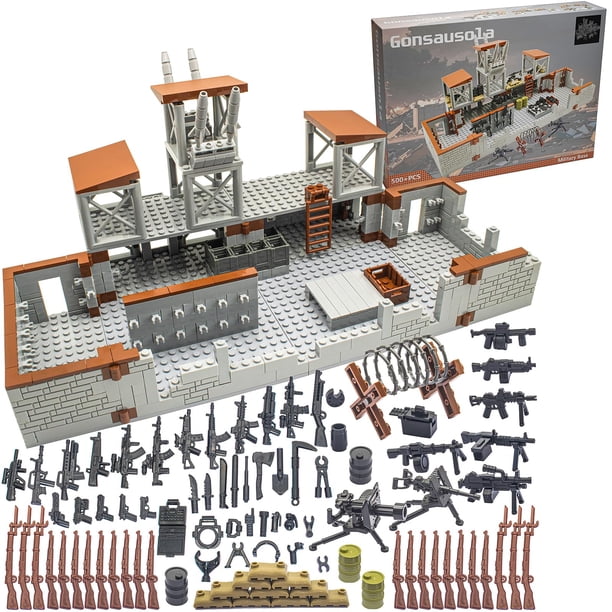 Conjunto de ladrillos para construir una base militar con torre de defensa, más de 500 piezas
