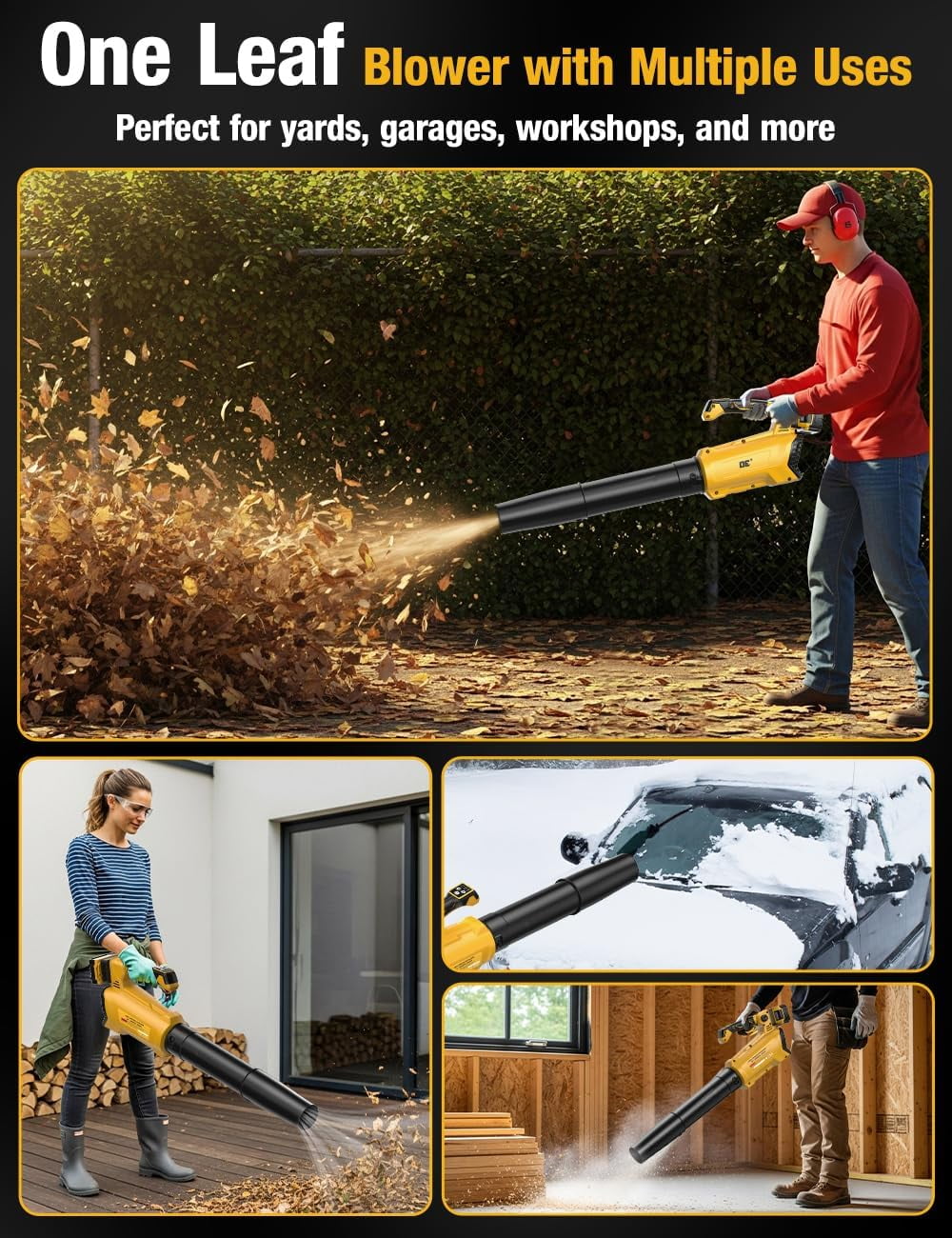 20V Cordless Leaf Blower, 420 Cfm Power Leaf Sweeper for Dewalt 20V Max Battery, 3-Speed with Adjustable Handle (Tool Only)