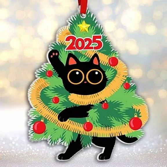 NewEleven Cute Gift for Cat Lovers Christmas 2025 Black Cat Acrylic Ornament, Pet Lover Decoration