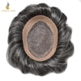 thumbnail image 3 of Lyrical Hair Toupee for Men Fine Mono Mens Toupee Human Hair Replacement Systems Monofilament with NPU Hairpiece for Man Black Brown Blonde Gray Hair Wig Unit, 3 of 6