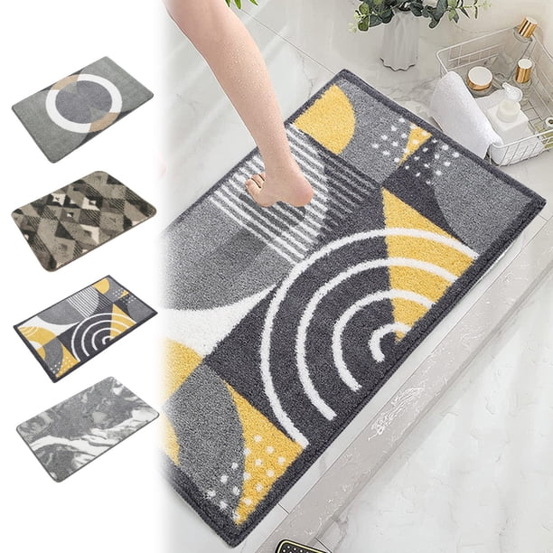 Esterilla de baño de microfibra - alfombra absorbente antideslizante de 60x40cm para baño y dormitorio, lavable a máquina, patrón geométrico