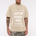 thumbnail image 5 of Custom T-Shirt with Your Image for Men Women, 230g Pure Cotton Washed Short Sleeve Tee Apricot S, 5 of 6
