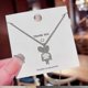 thumbnail image 2 of Women Necklace Chain Choker Pendant Jewelry Girls Gift Titanium Steel Cute Bunny Lock Opal, 2 of 5