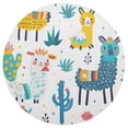 thumbnail image 3 of Ryvnso Llamas Cactus Round Plate Mats Dining Table Placemat Set of 6 for Holiday Decoration, 3 of 7