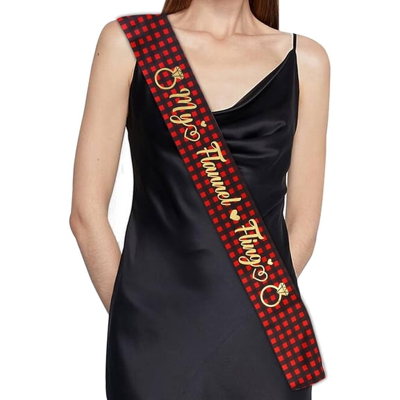 Serencatcher My Flannel Fling Sash, Bachelorette Party Sashes, Buffalo Plaid Sash with Golden Foil Letters for Bridal Shower Gifts Engagement Wedding Party Favors