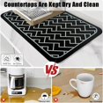thumbnail image 4 of Coffee Mat Super Absorbent Dish Drying Mat Hide Stain Rubber Backed Coffee Bar Accessories Match with Coffee Maker Coffee Machine Coffee Pot Drying Mats for Kitchen Counter(Black, 16"x24"), 4 of 6