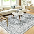 thumbnail image 2 of Hasoo Area Rug 8' x 10' Vintage Distressed Geometric Floral Area Rug for Living Room Washable Soft Indoor Floor Carpet, Gray, 2 of 7