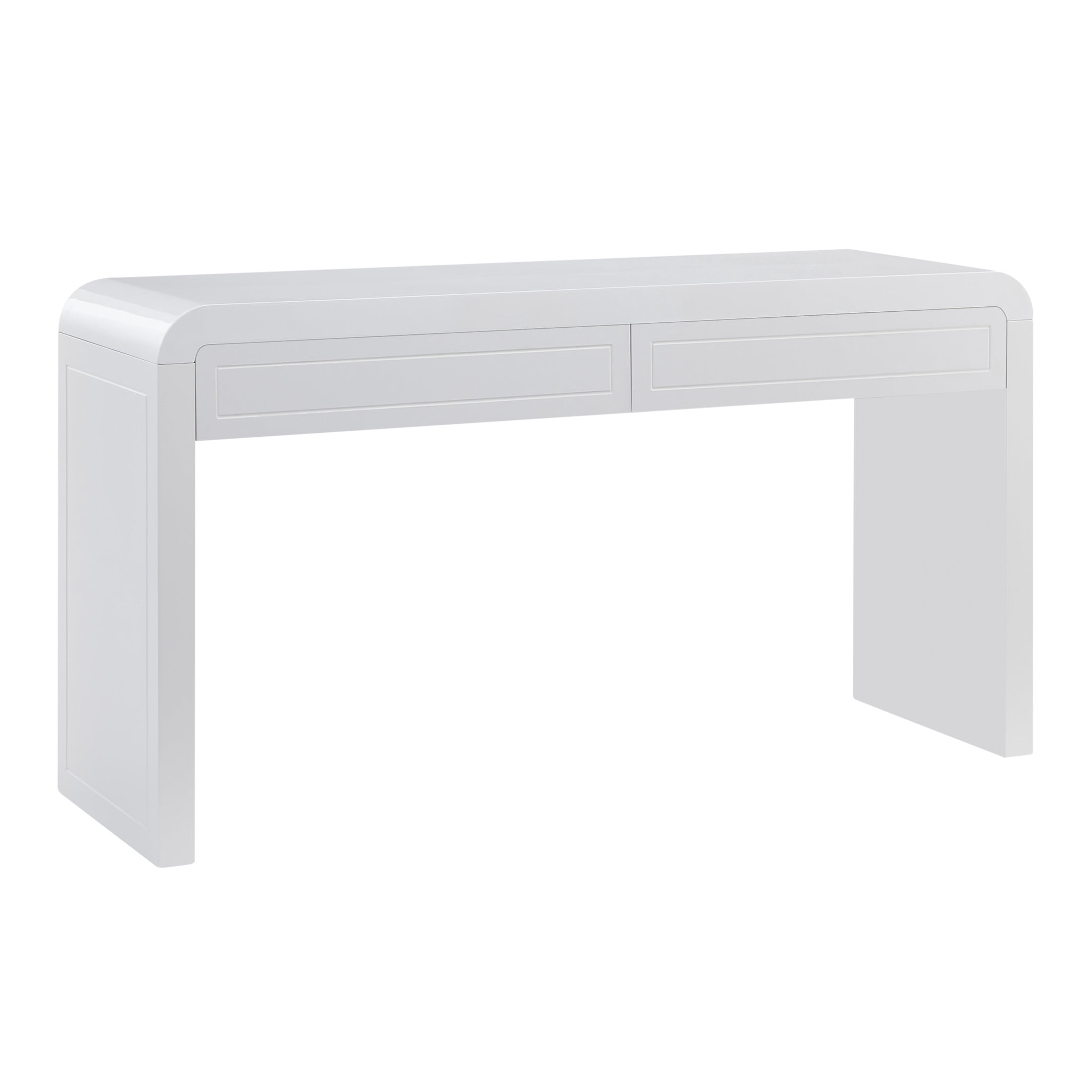 Christopher Knight Home 59.8" Modern Curved Console Table, MDF Entryway Storage Table with 2 Drawers, White