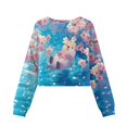 thumbnail image 5 of COEQINE Girls Crop Top Sweatshirt Long Sleeve Crewneck Fall Winter Pullover Cute Casual Loose Fit Streetwear Clothes for Teen Kids Age 5-6, Otter Cherry Blossom, 5 of 7