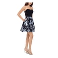thumbnail image 3 of BLONDIE NITES Womens Black Sheer Zippered Floral Sleeveless Strapless Mini Party Fit + Flare Dress 1, 3 of 4