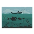 thumbnail image 1 of Fishing Cutting Board, Single Man in Boat Luring Bobbins Nautical Marine Sea Nature Funky Image Print, Decorative Tempered Glass Cutting and Serving Board, Small Size, Blue Teal, by Ambesonne, 1 of 1