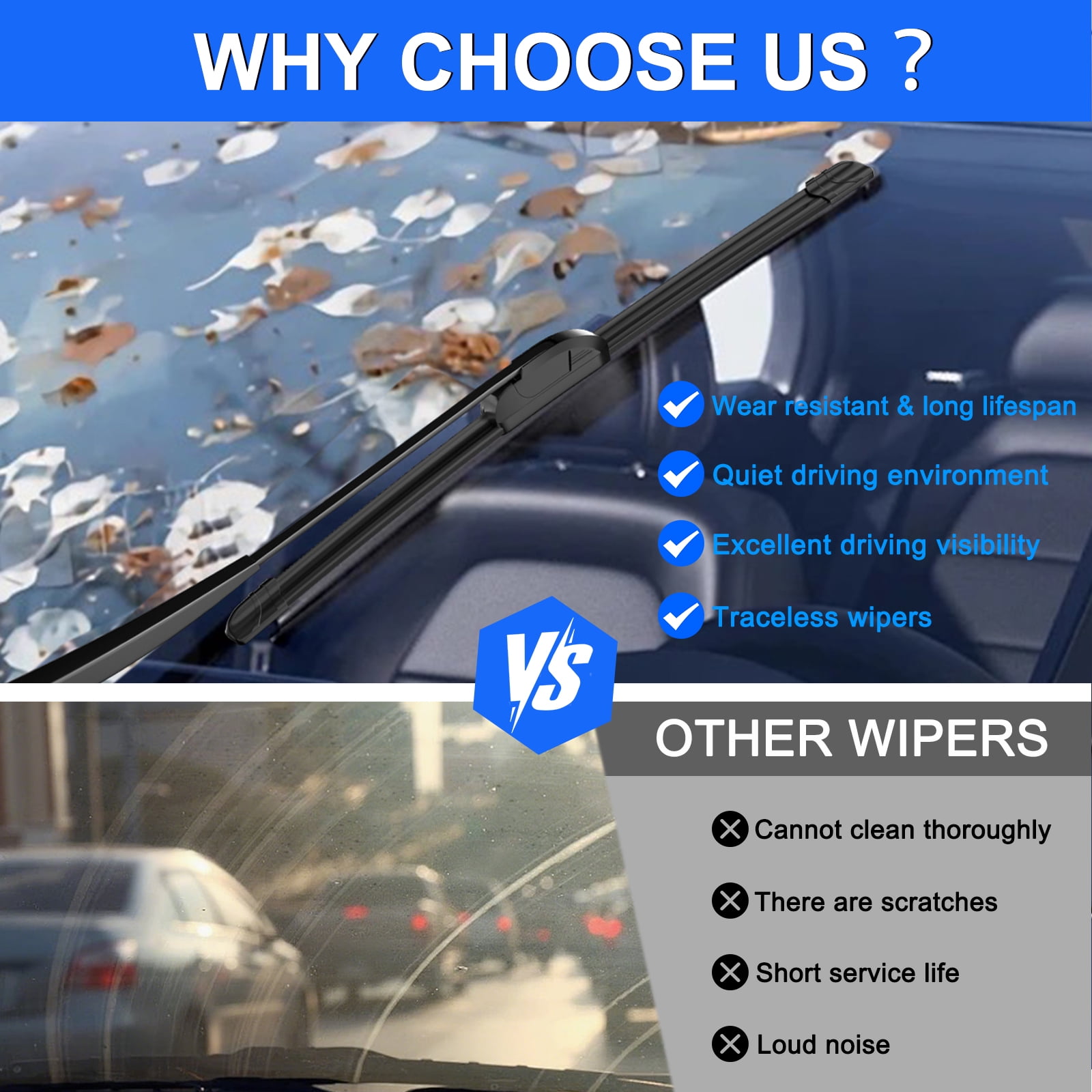 VYAOP Windshield Wipers Replacement for 2006-2012 Toyota RAV4,2000-2004 Toyota Avalon,2001-2003 Prius OEM Quality All Season Wiper Blades 24" 17" (2 Pack)