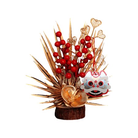 

Catinbow New Years Decorations Chinese Decor - Year of the Tiger 2022 Tabletopper with Holly Berry Stems and Tiger Pendant | House Warming Gifts New Home Chinese Decorations