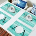 thumbnail image 6 of 4/6 Pcs Placemat Table Mat Turquoise Wooden Board Printed For Tables Heat-insulation Linen Cotton Kitchen Dining Pads Set, 6 of 7