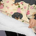 thumbnail image 3 of Oversized Wearable Blanket Hoodie,Dachshund and Flower Sherpa Blanket Hoodie with Super Pockets,Super Warm Fuzzy Pullover for Women & Men, 3 of 6