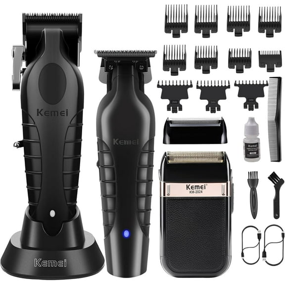 KEMEI Professional Hair Clipper, Hair/Beard Trimmer, Eletric Shaver Set for Men, Cordless Beard Trimmer, Rechargeable Barber Clippers, USB Fade Clipper Haircutting Kit, KM-2299, KM-2296, KM-2024