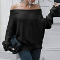 thumbnail image 5 of Lilgiuy Women's Off-the-shoulder Sweater Women's Loose Autumn And Winter Long-sleeved Sweater, Black ,8(M) for 2022, 5 of 5