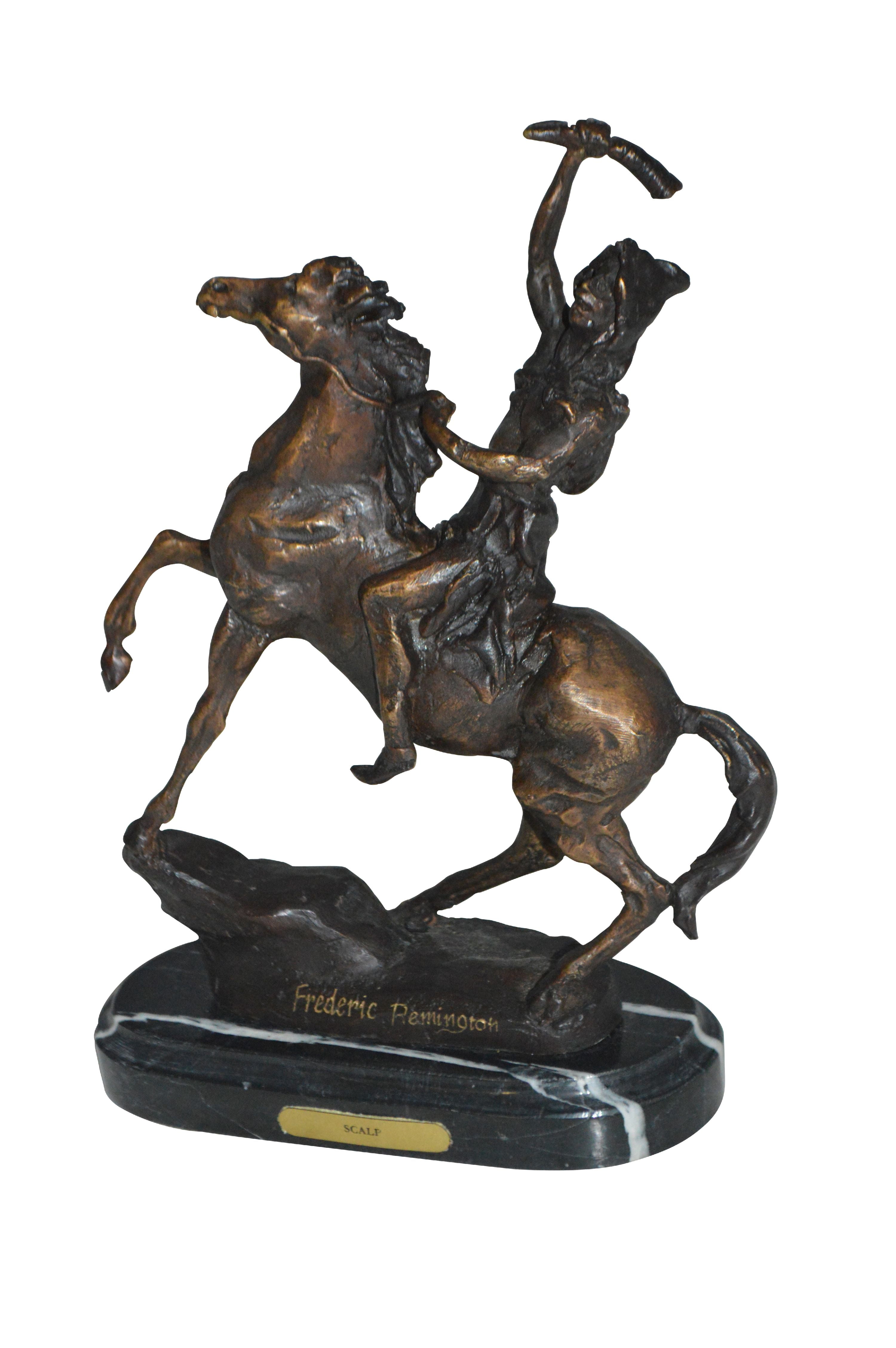 Scalp By Remington Bronze Statue - Size: 3