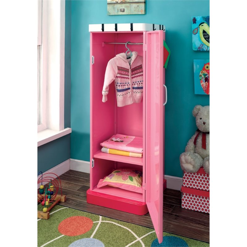 Furniture Of America Mars Contemporary Metal Kids Wardrobe Armoire In Pink Com Furniture Of America Mars Contemporary, Childrens Wardrobe Armoire