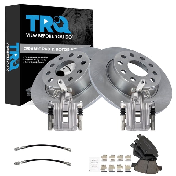 TRQ Rear Brake Pad & Rotor Kit Ceramic Fits 2014-2015 Volkswagen Passat