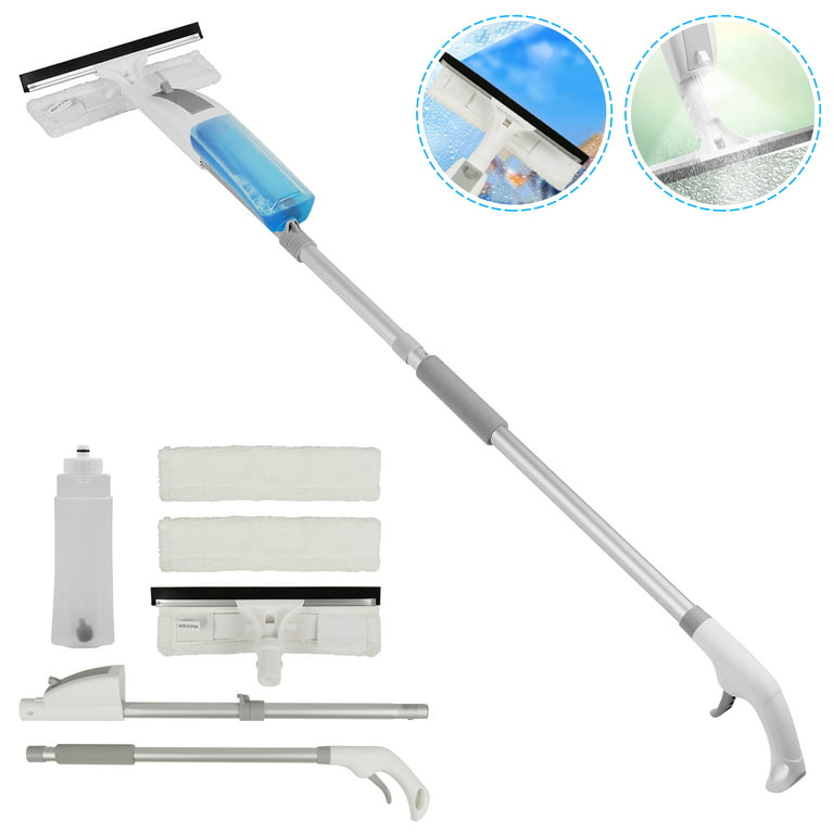 Image 3 in 1 Window Squeegee Cleaner, Window Cleaning Tools with Spray Scrubber Handle Window Washer for Glass Outdoor, White