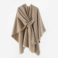 thumbnail image 1 of Xiao Hua Poncho elegante tipo chal para mujer, suave, con abertura frontal, para primavera, otoño e invierno, color caqui, 1 of 3