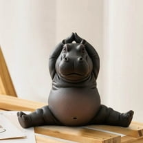 Eolstice Whimsical Resin Hippopotamus Yoga Statue, Char-m-ing Animal Figurine for Desk Decor, Shelf Display, and Novelty Gift Giving