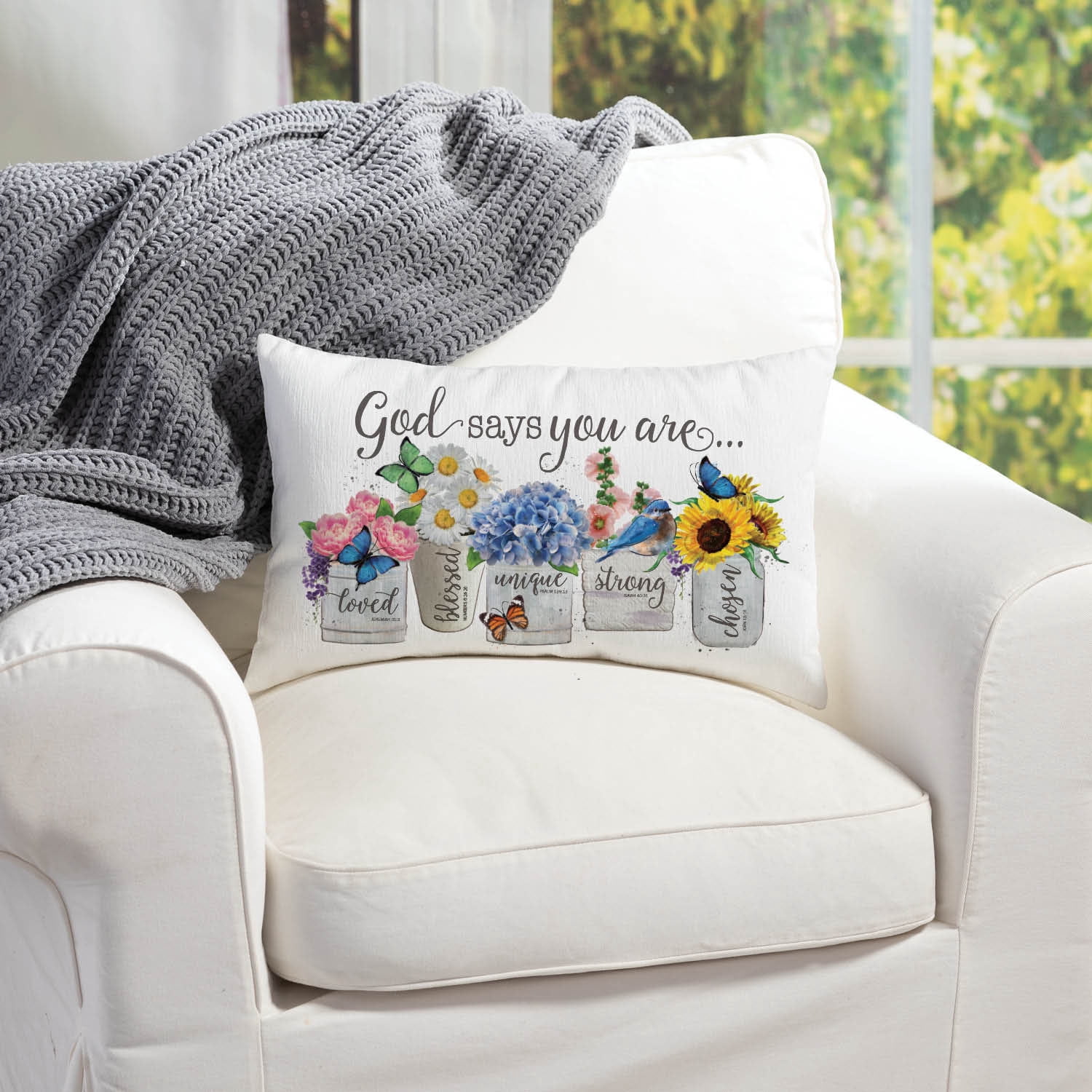 Personalized Planet God Says You Are Lumbar Throw Pillow with White Rectangular Removable Cover | Spiritual Decoration for Chair Sofa Couch Living Room or Bedroom of Faith | 20x12