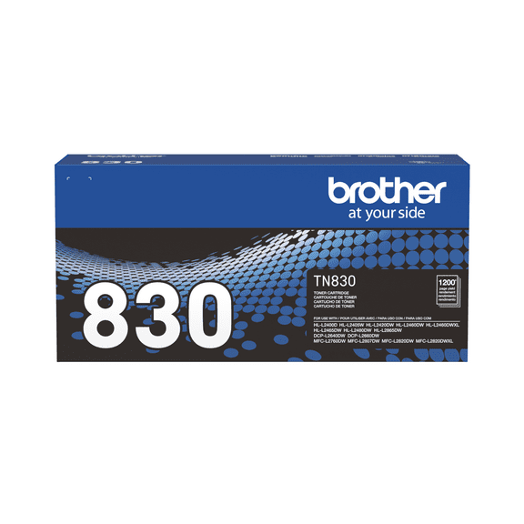 Brother Genuine TN830 Black Standard Yield Printer Toner Cartridge - Print up to 1,200 Pages (1)