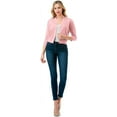 thumbnail image 3 of Cielo Women's 3/4 Sleeve Solid Open Front Cropped Bolero Shurug Light Cardigan, 3 of 5