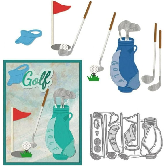Metal Golf Cutting Dies Golf Themed Carbon Steel Stencil Die for DIY Scrapbooking Card Making Embossing