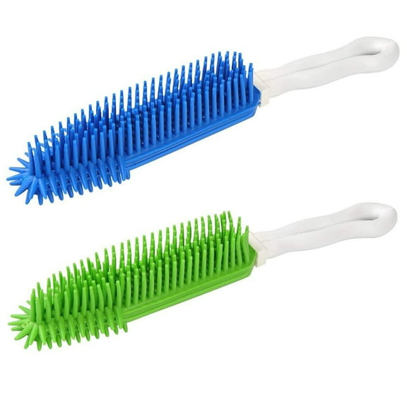 LandHope Pet Grooming Brush Bath Massage,Hair Removal Brush for Clothes/Sofa/Bed 2Pack(Green Blue)