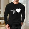 thumbnail image 2 of UVEASISHA Valentines Day Waffle Knit Shirts for Men Long Sleeve Heart Graphic Tees Big and Tall Casual Regular Fit T-Shirts Holiday Gifts Black S, 2 of 9